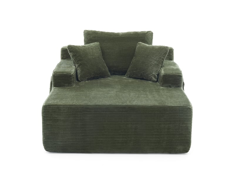  Canapé en velours côtelé beige, design élégant avec coussins doux et poches de rangement  - Conforama A