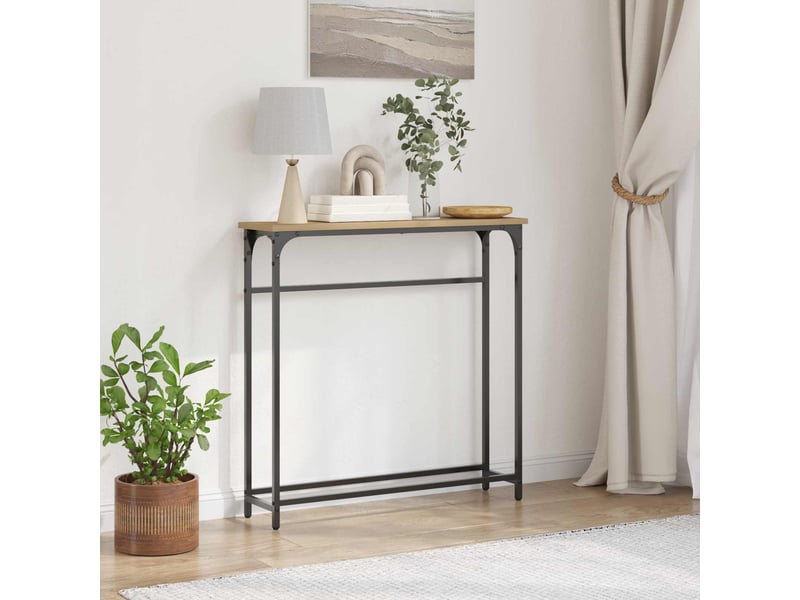  Table console - table d'appoint - table d' entrée chêne artisanal 75 x 19,5 x 75 cm  - Conforama B