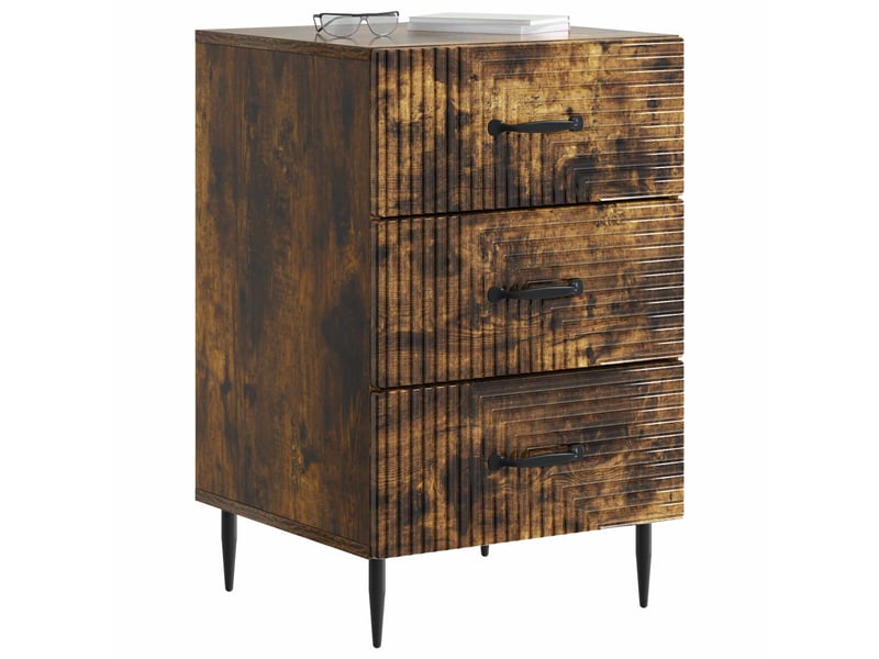  Table de chevet - cabinet de chevet - table de nuit avec tiroir chêne fumé 43 x 41 x 66,5 cm  - Conforama B
