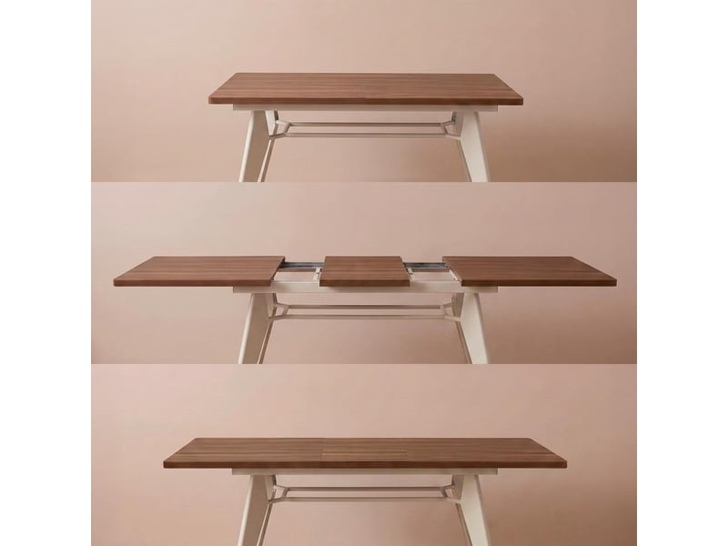  Table à manger extensible 140180cm pieds métal beige et plateau finition noyer meloe MELOE - Conforama C