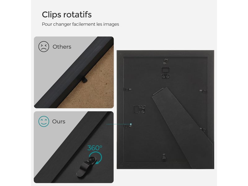 Cadres photo lot de 10 mdf noir d'encre - Conforama E