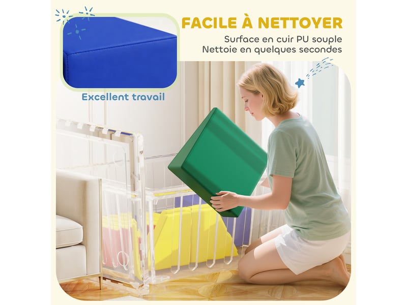 Parcours motricité bébé en mousse epe avec piscine à balles, module motricité bébé avec housse en pu, multicolore - Conforama R