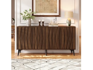 Buffet 4 porte(s) 0 tiroir(s) <strong>MODFU</strong> <strong></strong> - 140 cm coloris bois foncé