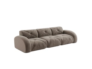 Canapé modulable 3 places en tissu taupe sans cadre, confort moelleux pour le salon familial accueillant