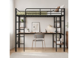 Lit mezzanine 140x200 cm MEUBLIV coloris noir