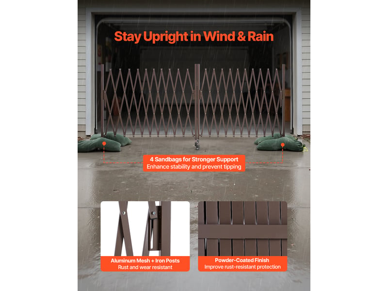  Vevor barrière de sécurité extensible accordéon double rotative 8,18 m marron  - Conforama B