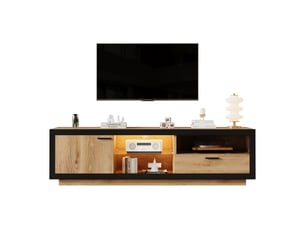 Meuble tv coloris naturel 160 cm <strong>MERAX</strong>  <strong>meuble tv naturel</strong>