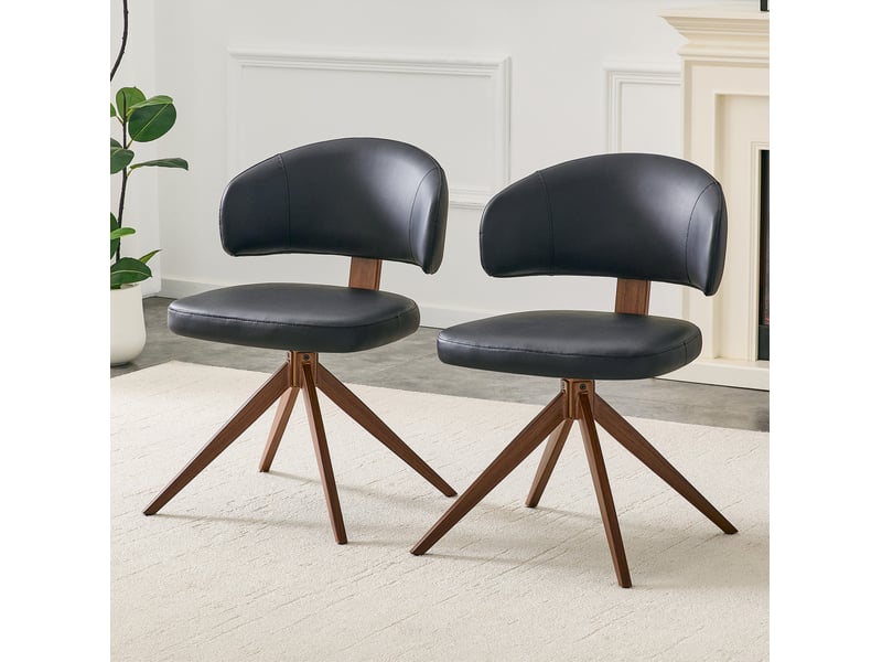  Chaise pivotante 54,5x50,5x77 cm 360° polyuréthane (pu) noire  - Conforama B