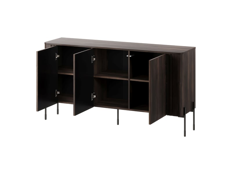  Buffet susegana, meuble 3 étagères, 150x40x80h cm brun noyer Susegana - Conforama E