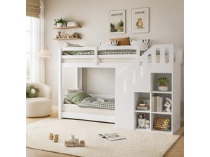 Lit superposé 90x200 cm <strong>FLORAGRACE</strong> <strong></strong> coloris blanc