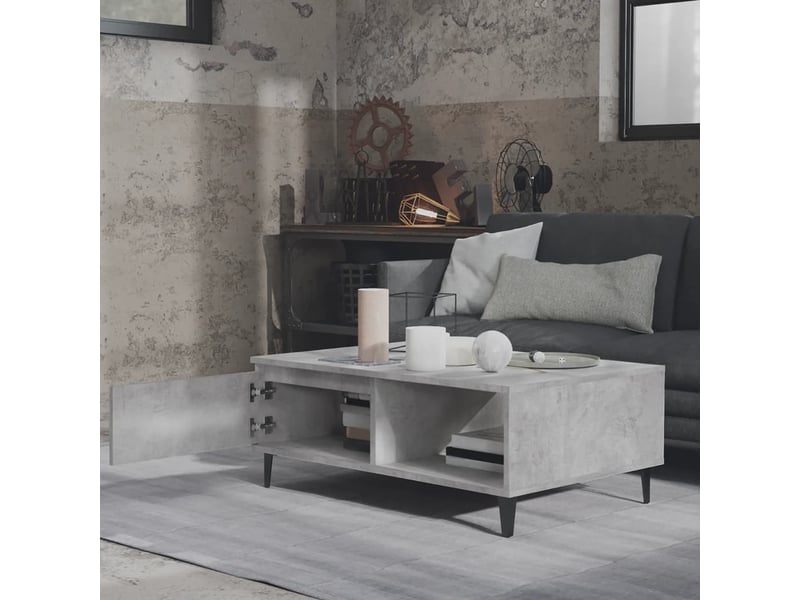  Table basse rectangulaire | table de salon gris béton 90x60x35 cm bois d'ingénierie shl8302  - Conforama C