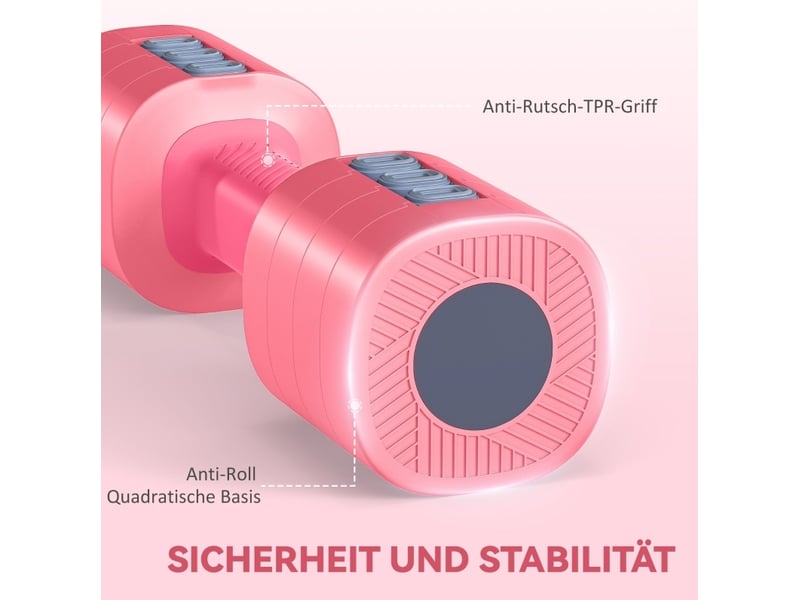  Set de 2 haltères réglables 26,6 x 7,5 x 7,5 cm rose abs, de 1 à 2,5 kg par haltère, forme carrée  - Conforama E