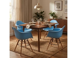 Fauteuil en polypropylène pieds en bois jacqueline - turquoise