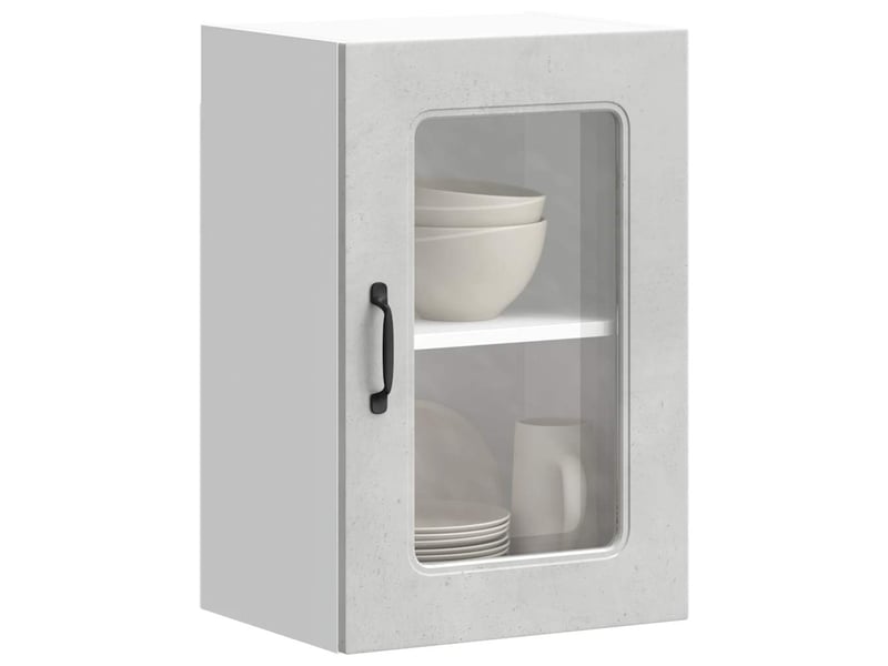  Armoire murale de cuisine avec porte en verre kalmar gris béton shl5200  - Conforama B