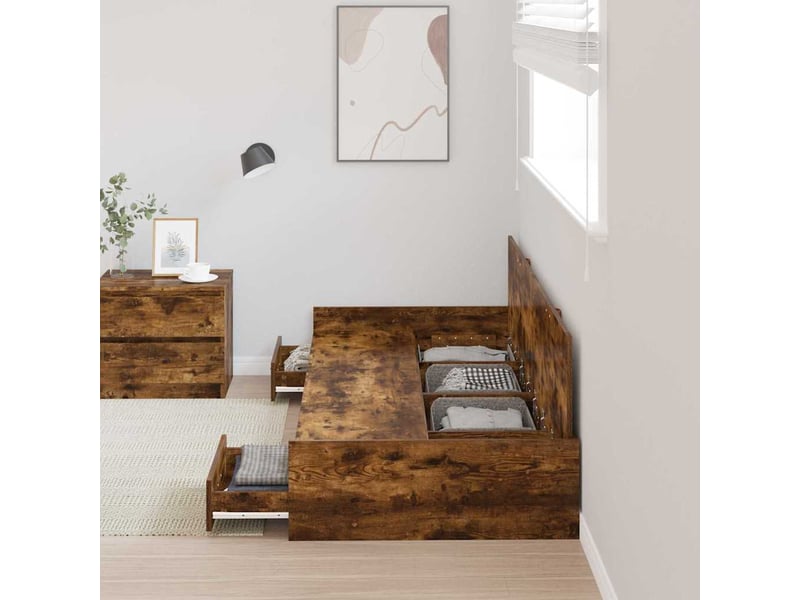  Lit simple- lit adulte -  cadre de lit chêne fumé 80 x 200 cm bois d'ingénierie  - Conforama B