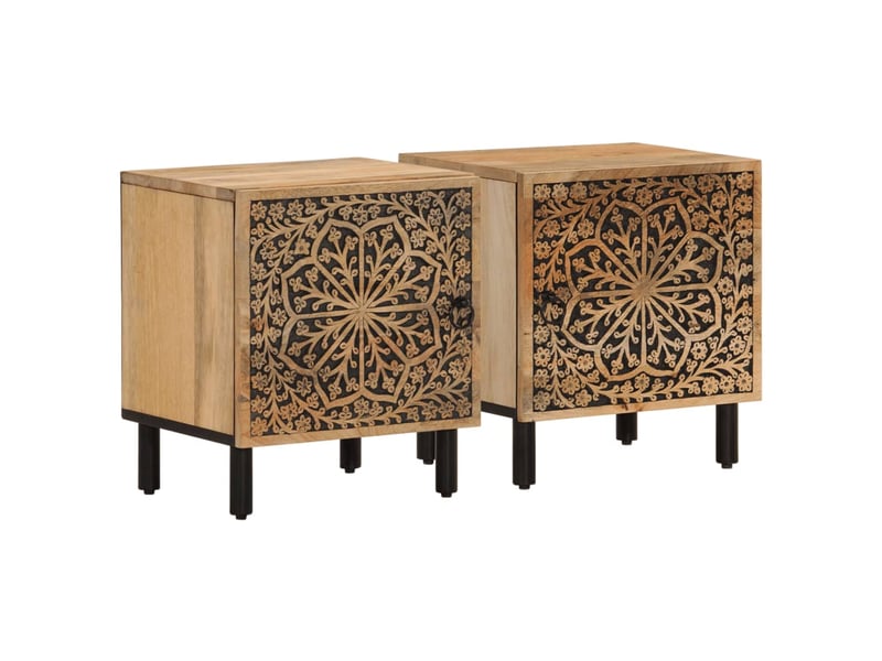  Lot de 2 tables de chevet - cabinet de chevet - table de nuit 40x33x46 cm bois de manguier solide  - Conforama A