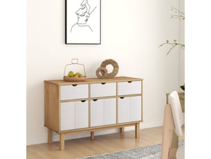 Buffet - bahut - meuble de rangement otta marron et blanc 114x43x73,5 cm bois massif pin