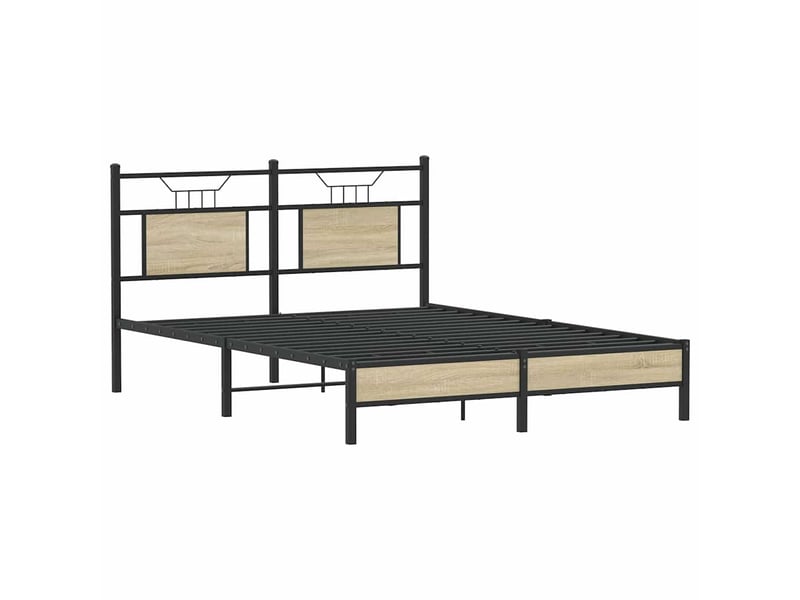  Lit double- lit adulte -  cadre de lit sans matelas chêne sonoma 150x200 cm  - Conforama D