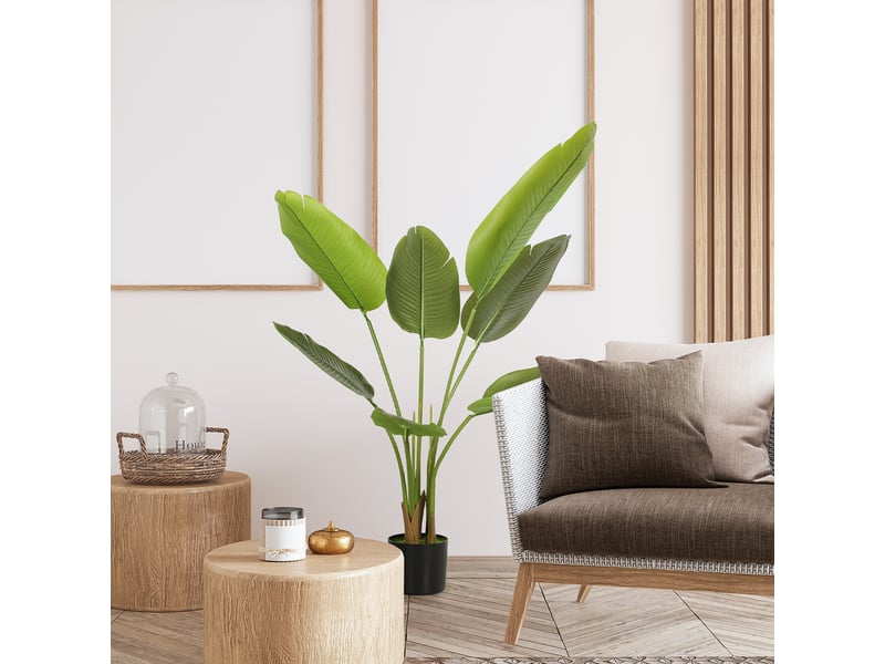  Plante artificielle intérieure 109 cm, arbre artificiel avec pot en plastique et terreau floqué, vert  - Conforama D
