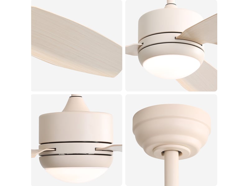  Ventilateur de plafond avec lumière led 46 pouces blanc, 3 pales abs, moteur dc réversible et télécommande  - Conforama D