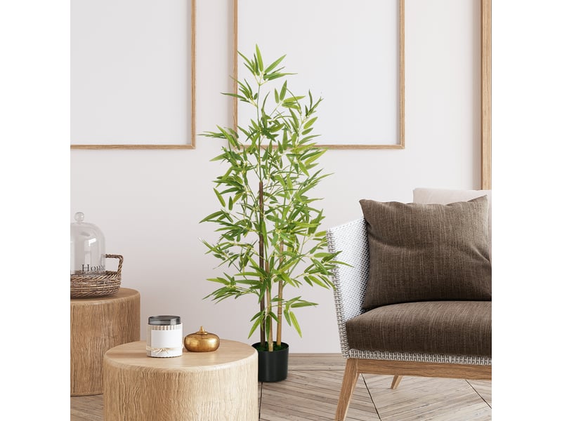  Plante de bambou artificielle d'intérieur de 120 cm de haut avec pot inclus  - Conforama D