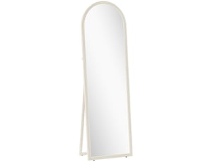 Miroir simple sur pied ou mural à cadre arqué, verre trempé antiprojection, plastique blanc 50 × 160 cm
