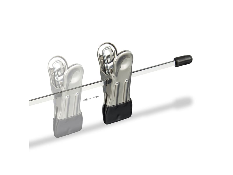  Lot de 10 cintres à pinces antidérapants flexibles vêtements 9 x 35,5 x 2,5 cm en fer chromé noir 13_0006168  - Conforama E