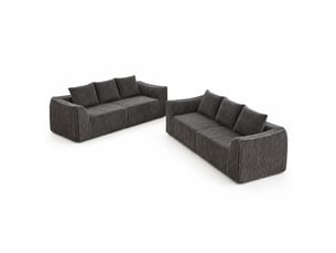 Canapé droit compressé fixe <strong>MAISENTIEL</strong> <strong></strong> 4 places Velours côtelé Gris