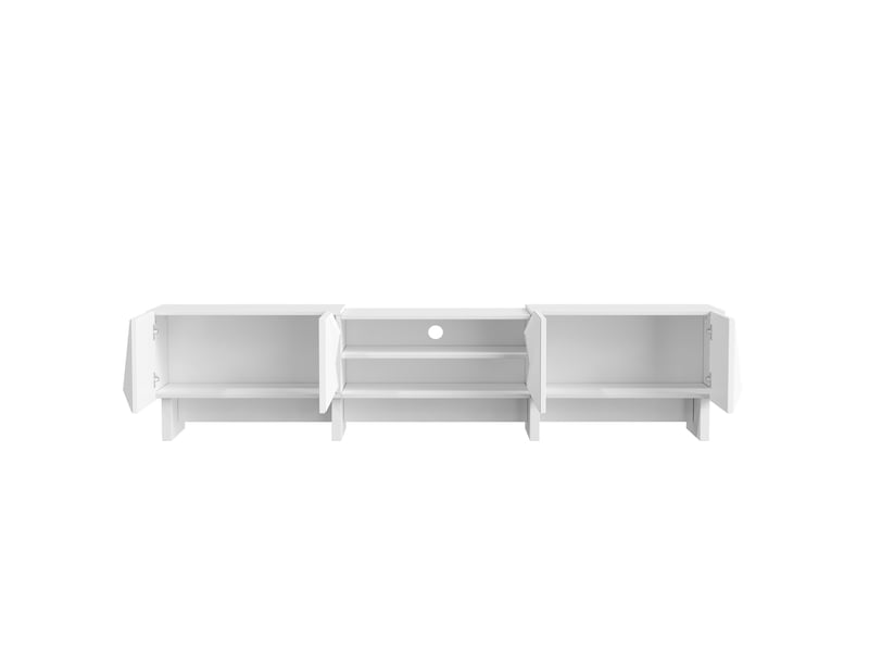  Ensemble meubles de salon 3 pièces blanc en panneau de particules, façades géométriques 3d et rangements intégrés  - Conforama E
