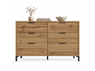 Chiffonnier 6 tiroir(s)      coloris bois foncé largeur 120 cm hauteur 76 cm