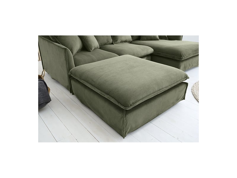 Pouf kalia – vert foncé – tissu côtelé – style contemporain  - Conforama C