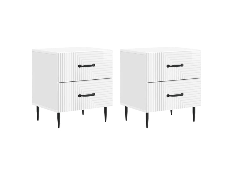  Table de chevet - cabinet de chevet - table de nuit 2 pièces blanc brillant 43 x 34,5 x 47,5 cm  - Conforama A