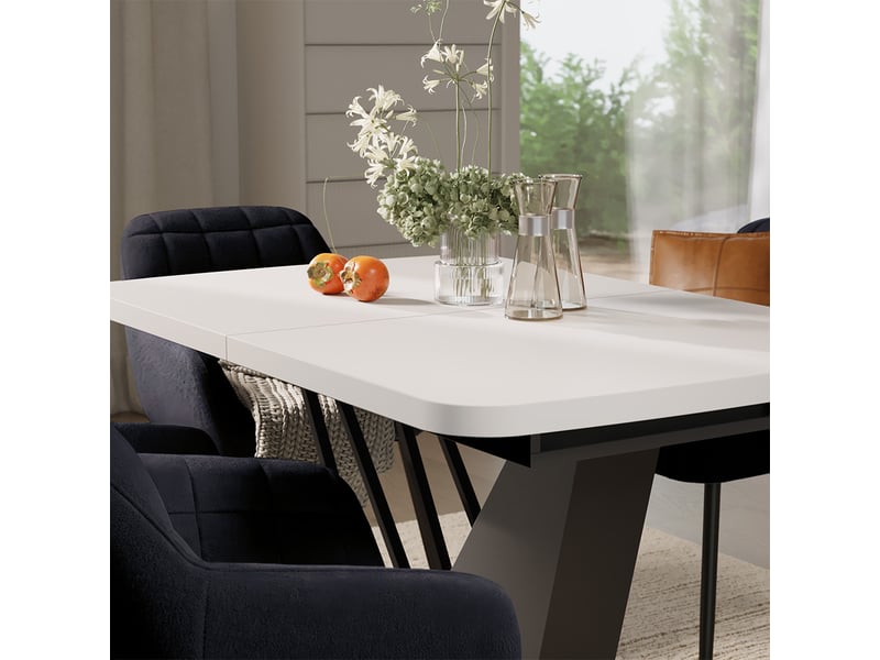  Vicco ensemble de table à manger, blancnoir, 120x80cm avec 4 chaises de salle à manger  - Conforama D