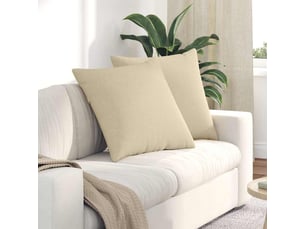 Lot de 2 coussins de canapé, coussins décoratifs tissu crème 80 x 80 cm cf58826