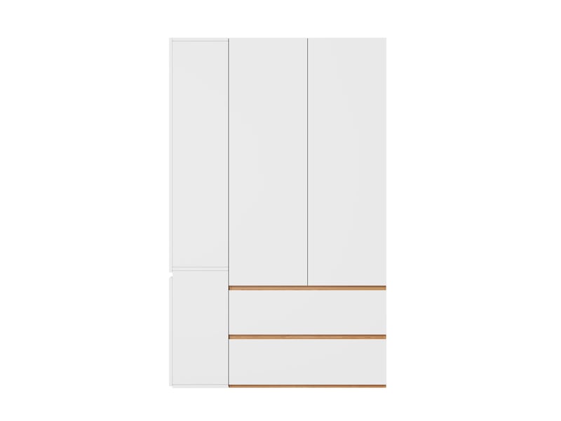  Armoire coiffeuse 120 x 50 x 200 cm avec miroir, penderie, 2 tiroirs et grand rangement combiné pour chambre et dressing, coloris blanc ABC - Conforama A