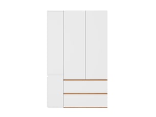 Armoire coiffeuse 120 x 50 x 200 cm avec miroir, penderie, 2 tiroirs et grand rangement combiné pour chambre et dressing, coloris blanc
