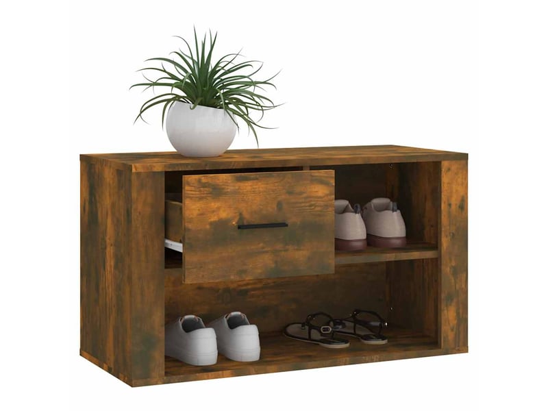  Meuble à chaussure | armoire à chaussures chêne fumé 80x35x45 cm bois d'ingénierie  - Conforama D