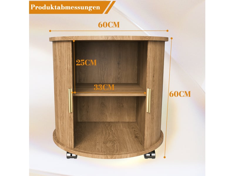  Table de chevet cylindrique, prise secteur et 2 ports usb, porte coulissante, mdf, décor chêne, meuble moderne, design  - Conforama C
