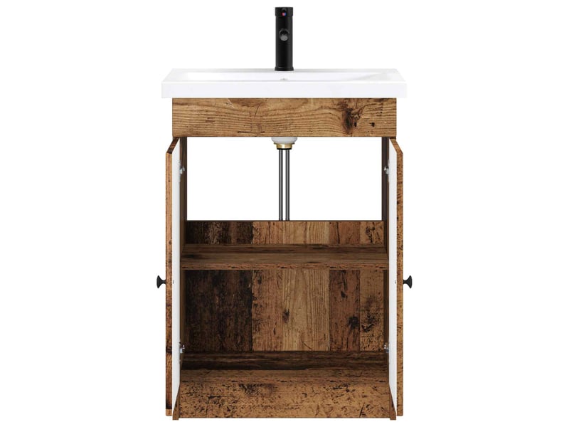  Ensemble de mobilier de salle de bain bois ancien shl6549  - Conforama C