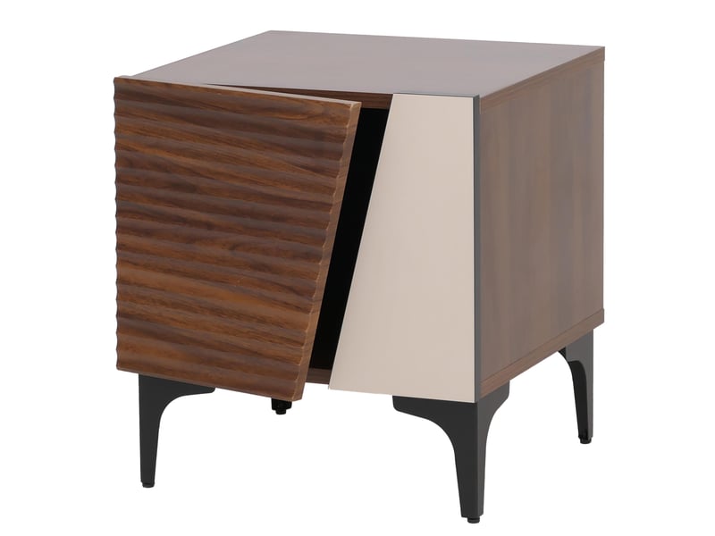  Table de chevet hwc-q83, commode, table d'appoint, armoire, compartiment de rangement à structure 3d, mdf mélaminé, 50 x 45 x 42 cm - aspect noyer  - Conforama A