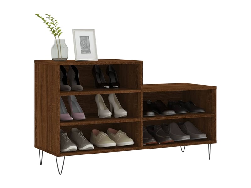  Armoire à chaussures chêne marron 102x36x60cm bois d'ingénierie shl1282  - Conforama C