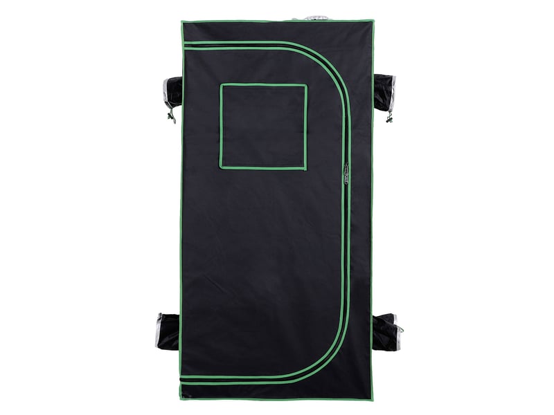 Tente culture hydroponique oxford 600d, 5 aérationsfenêtre, passe-câbles, 80x80x160 cm, noire. - Conforama B