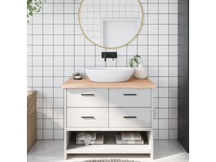 Comptoir de salle de bain, plan de travail 100x60x(2-4)cm bois massif non traité cf65707