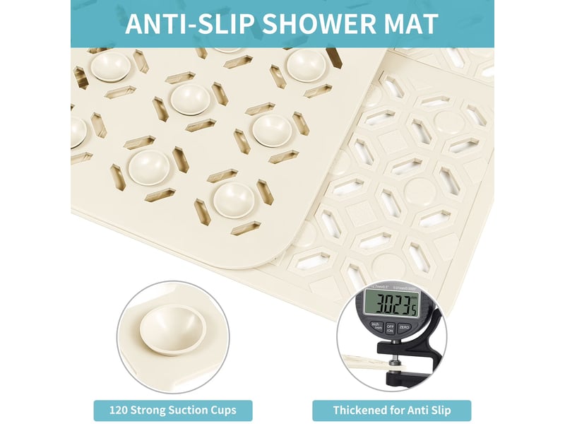  Tapis de douche en tpe à ventouses - 27 x 27 pouces - beige  - Conforama B