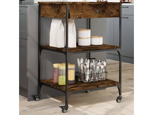 Desserte de cuisine, chariot de rangement chêne fumé 60x48x89,5 cm bois d'ingénierie