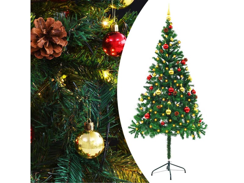  Sapin de noël - arbre de noël artificiel pré-éclairé avec boules vert 180 cm  - Conforama B