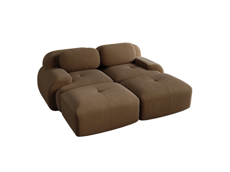  Canapé d'angle modulaire 208x178x70cm 2 places, canapé de salon, ergonomique, meuble de salon, velours côtelé, brun  - Conforama A
