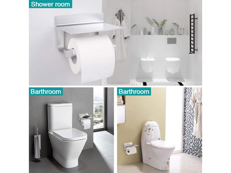  Porte-papier toilette adhésif puissant, en aluminium argenté.  - Conforama D