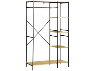 Penderie portant à vêtements style industriel en métal avec tringle et 4 étagères - dim. 100l x 46l x 170,5h cm