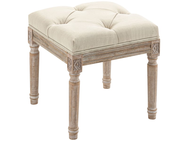  Pouf melou repose-pieds capitonné baroque beige  - Conforama D